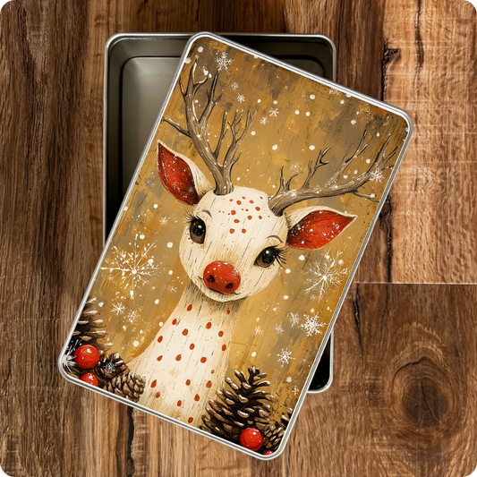 Christmas Reindeer Natale Biscuit Tin