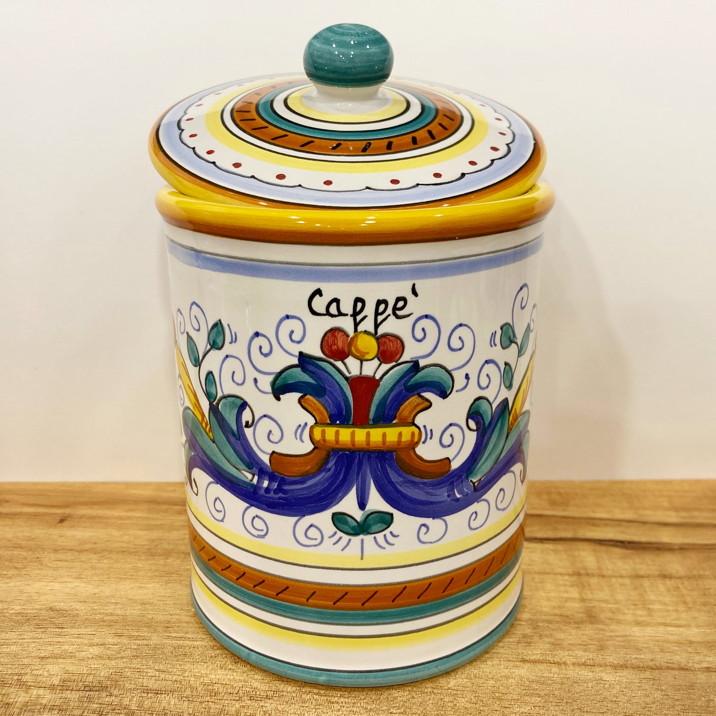 Ricco Deruta Piccola Italian Ceramic Pottery majolica caffe coffee canister jar Made in Deruta Italy 3
