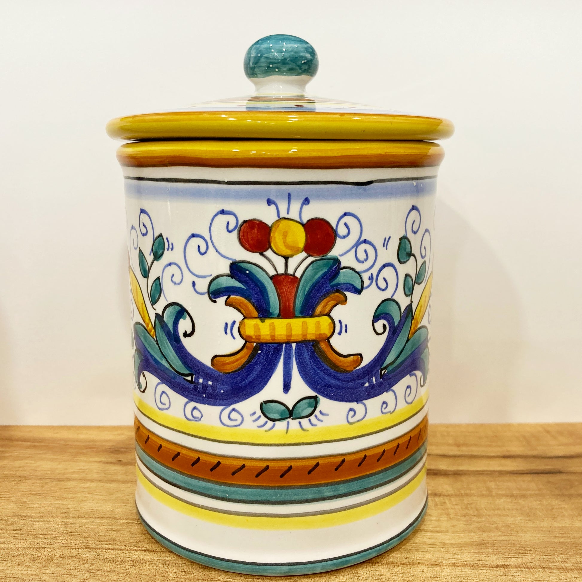 Ricco Deruta Piccola Italian Ceramic Pottery majolica multi use canister jar Made in Deruta Italy