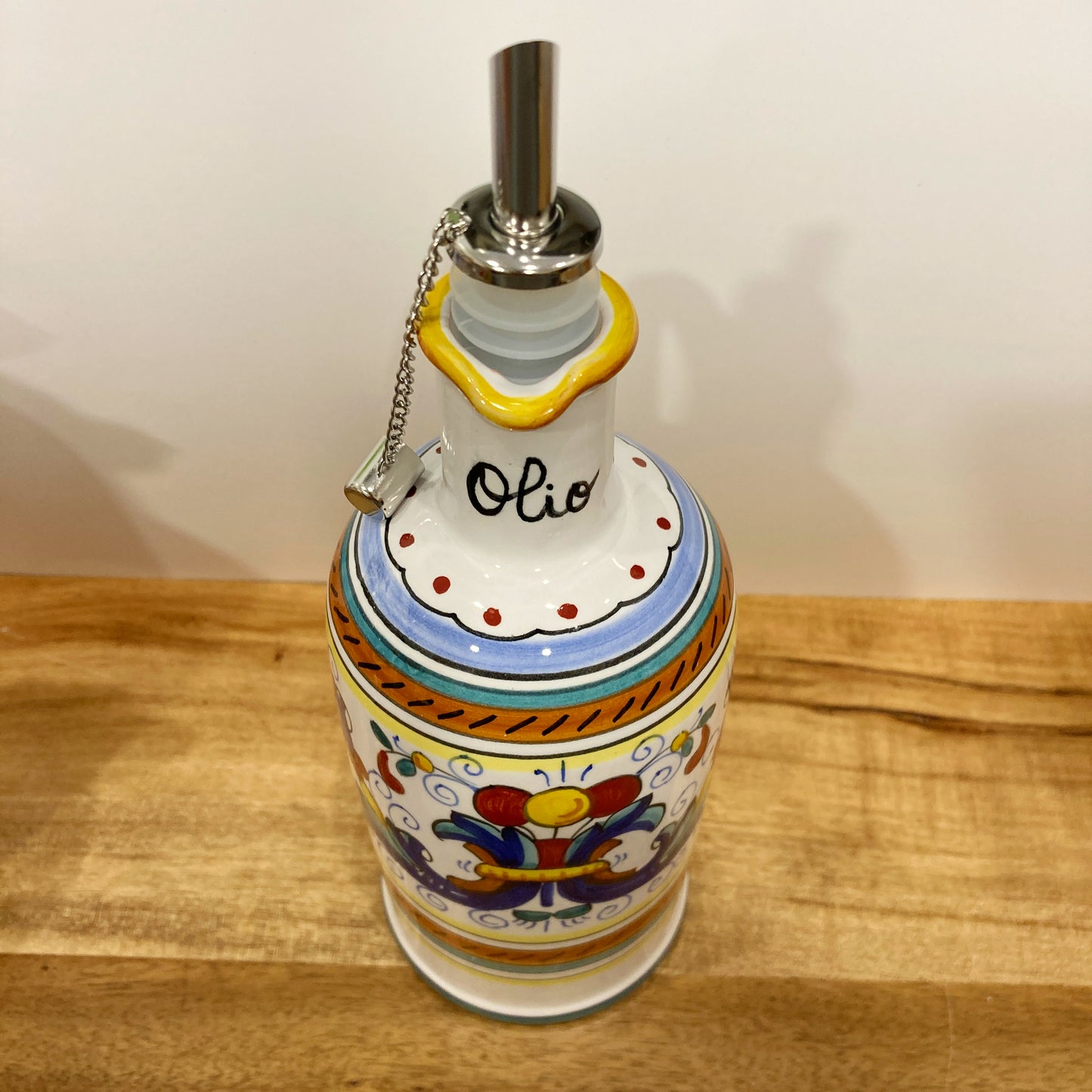 Ricco Deruta Majolica Italian Ceramic Oil Bottle 20cm