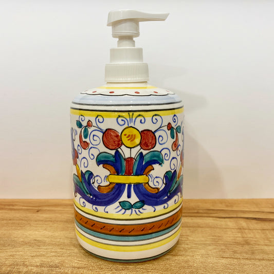 Ricco Deruta Majolica Italian Ceramic Decorative Liquid Soap Dispenser Made in Italy 1