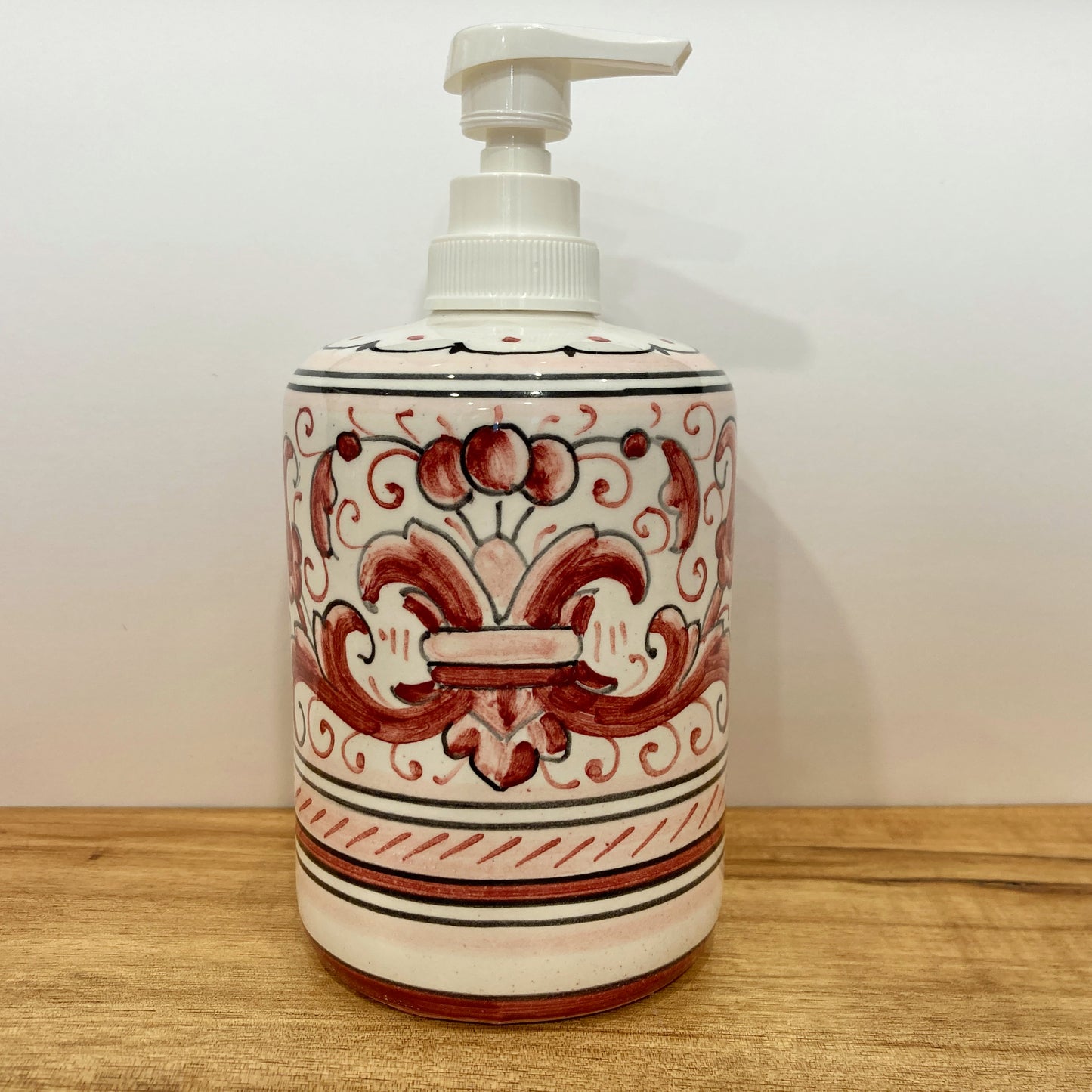 Red Ricco Deruta Majolica Italian Ceramic Soap Dispenser at Piccola The Italian Gift Co. 2