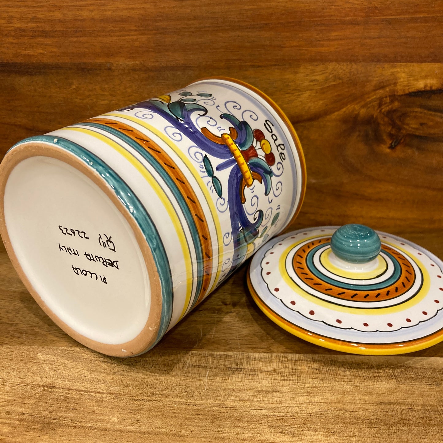 Ricco Deruta Piccola Italian Ceramic Pottery sale salt canister jar Made in Deruta Italy 2
