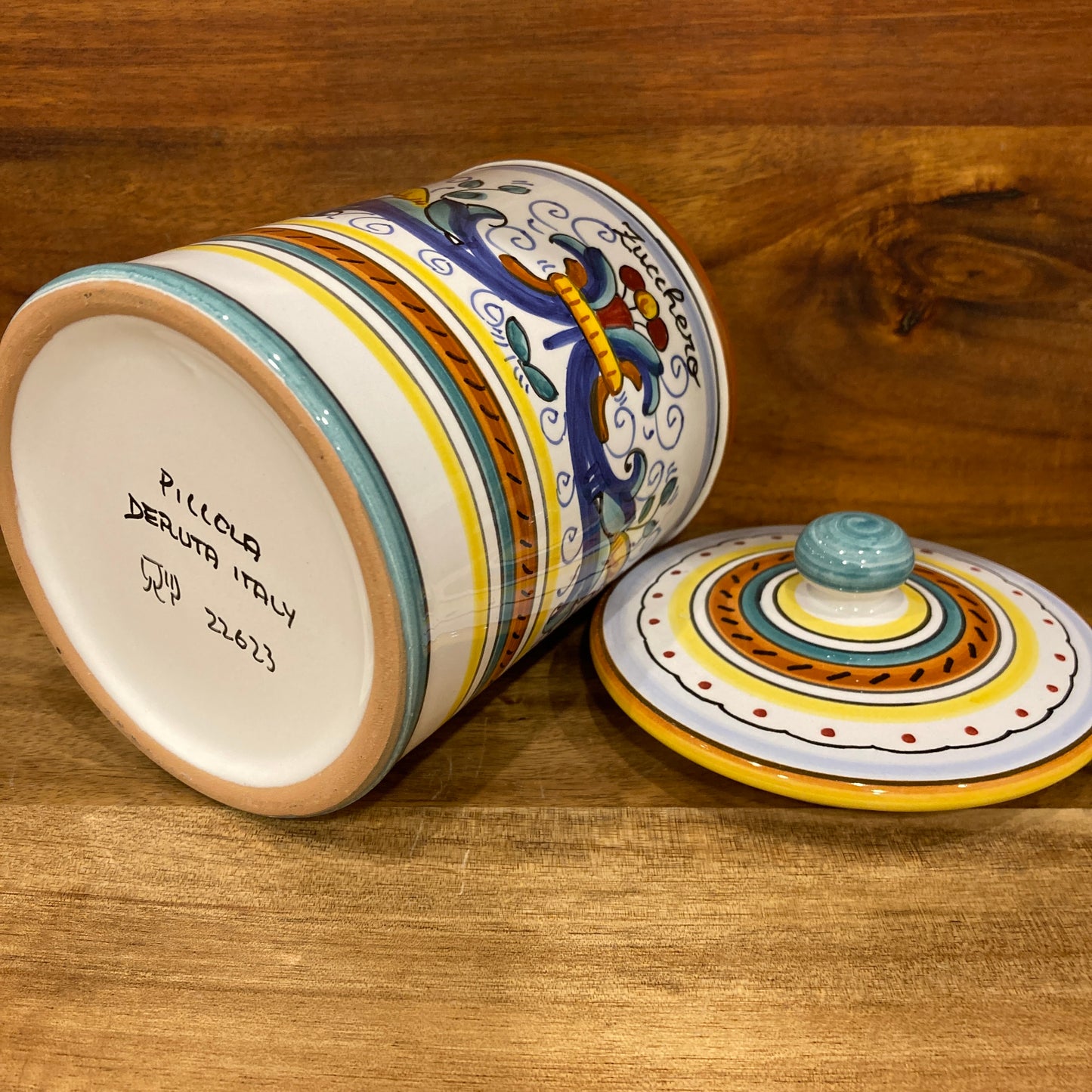Ricco Deruta Piccola Italian Ceramic Pottery majolica caffe coffee canister jar Made in Deruta Italy 2