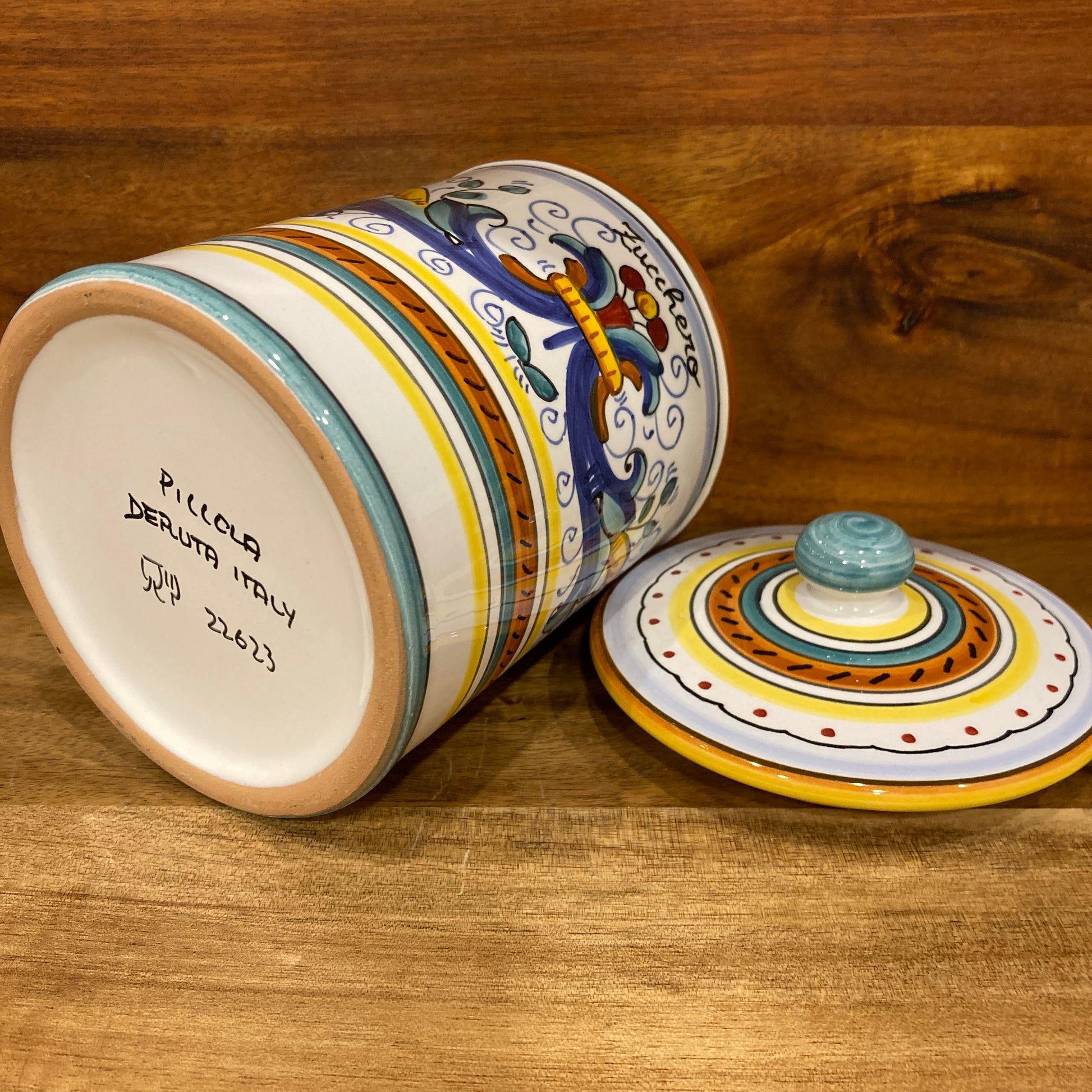 Ricco Deruta Piccola Italian Ceramic Pottery majolica caffe coffee canister jar Made in Deruta Italy 2