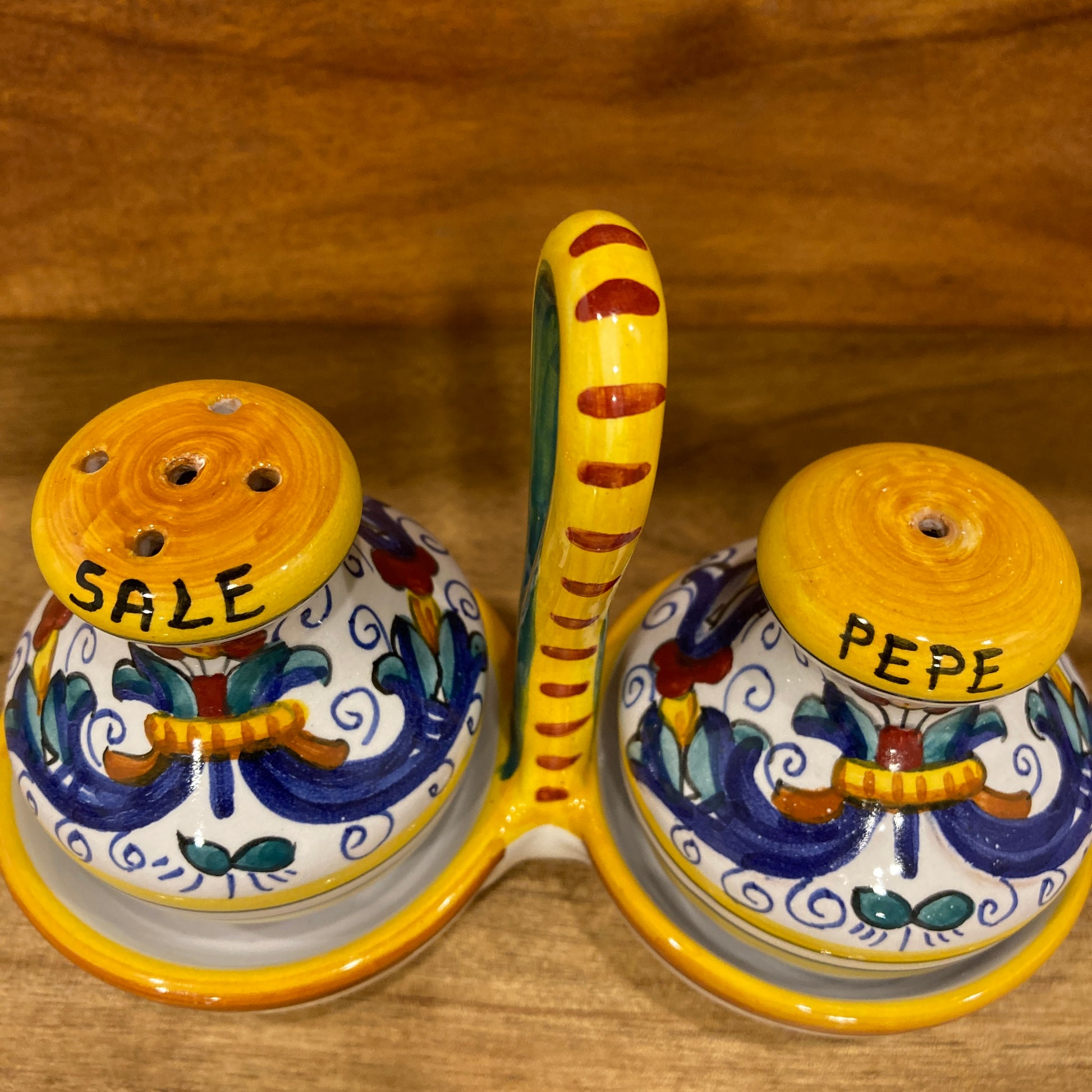 Ricco Deruta Majolica Italian Ceramic Salt and Pepper Shaker Set at Piccola The Italian Gift Co. 3