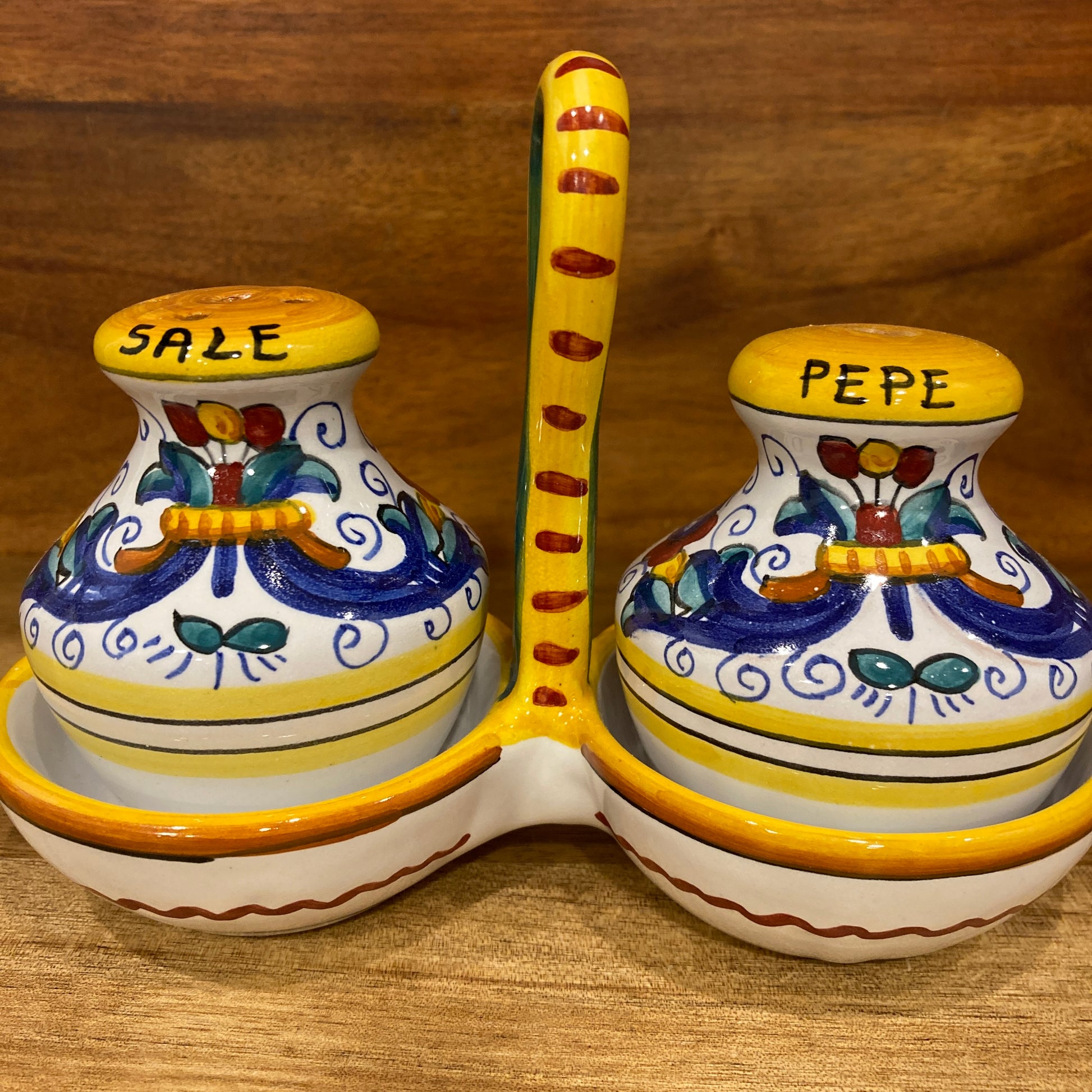 Ricco Deruta Majolica Italian Ceramic Salt and Pepper Shaker Set at Piccola The Italian Gift Co. 1