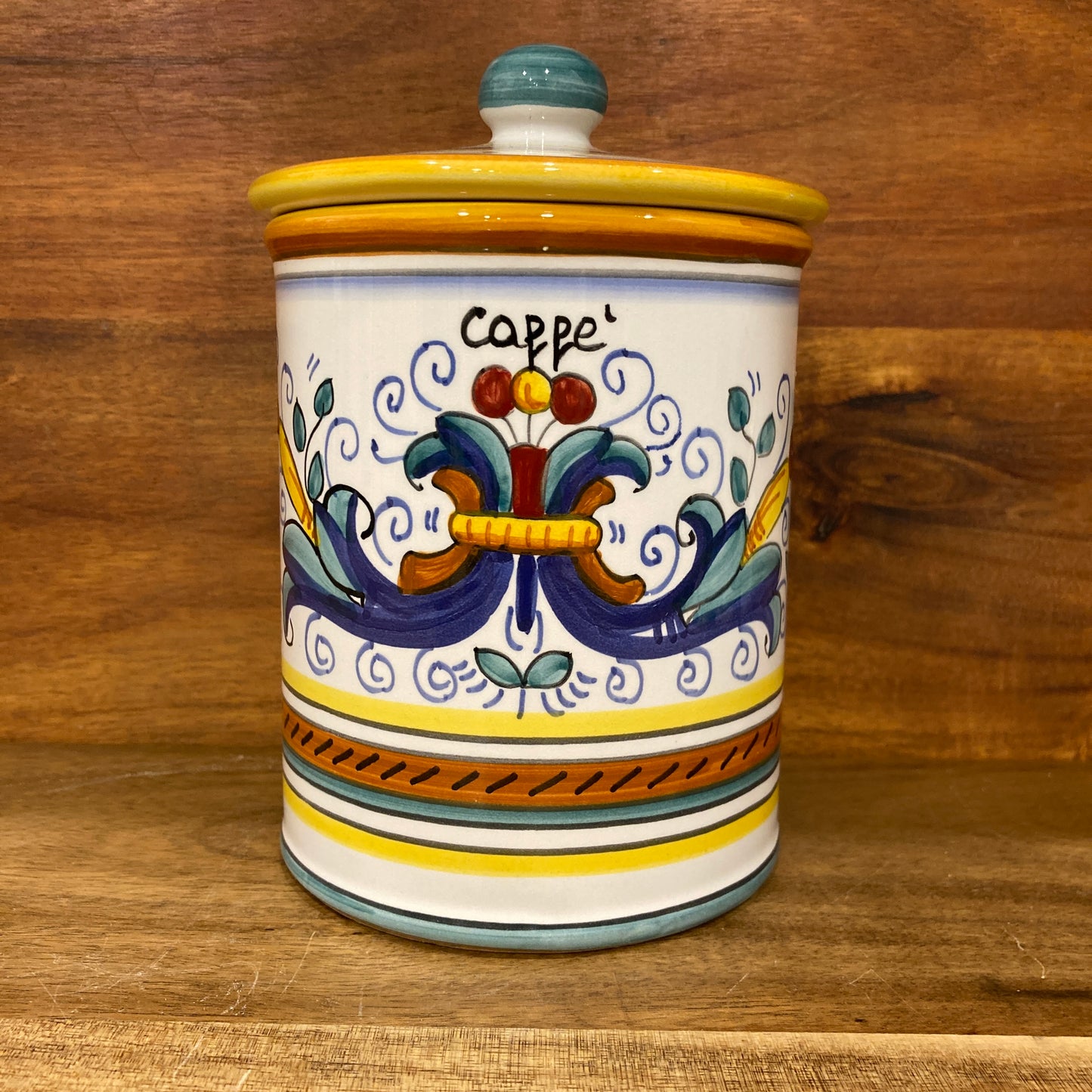 Ricco Deruta Piccola Italian Ceramic Pottery majolica caffe coffee canister jar Made in Deruta Italy