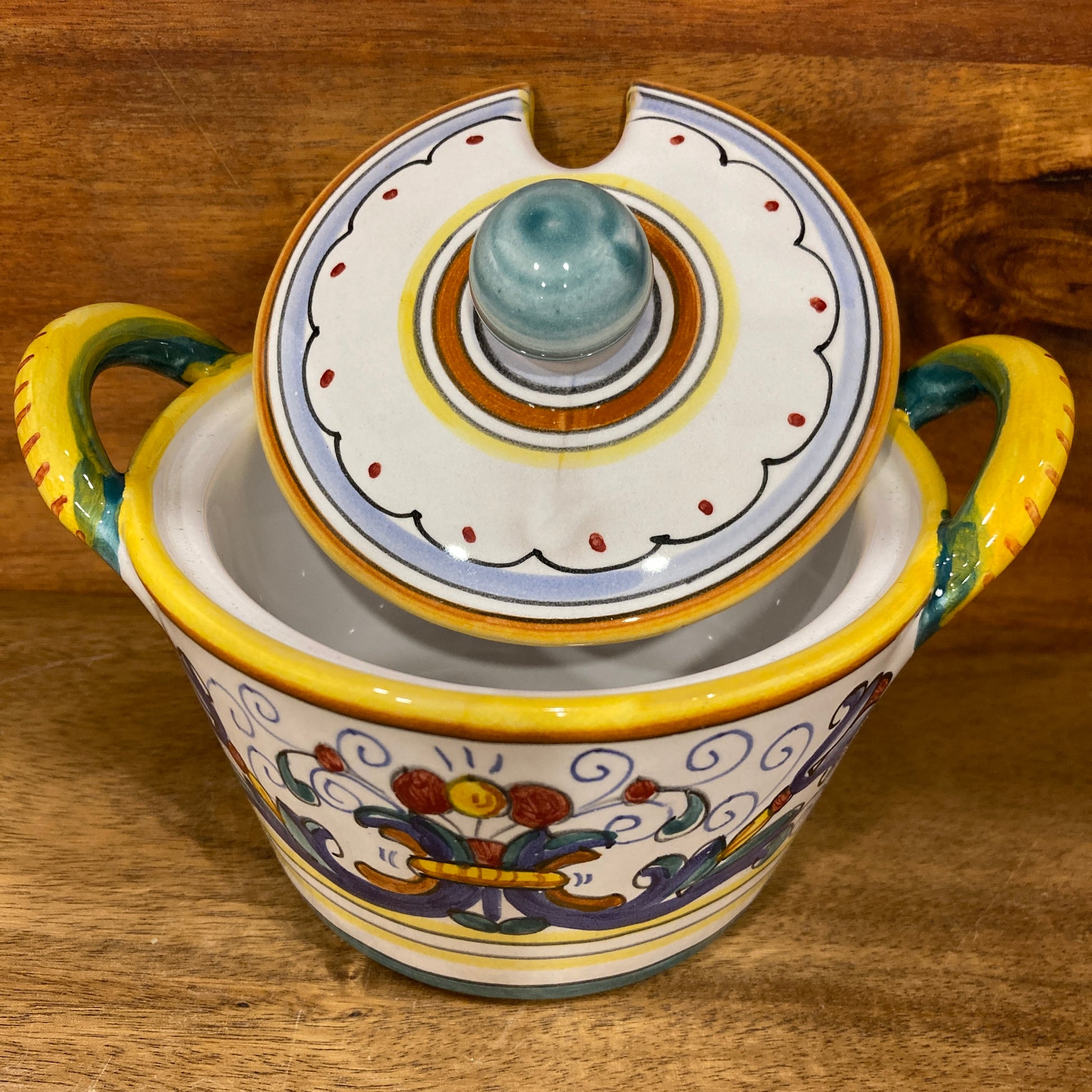 Ricco Deruta Piccola Italian ceramic majolica cheese sugar bowl Made in Italy 4