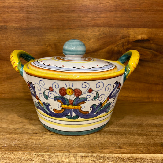 Ricco Deruta Piccola Italian ceramic majolica cheese sugar bowl Made in Italy 5