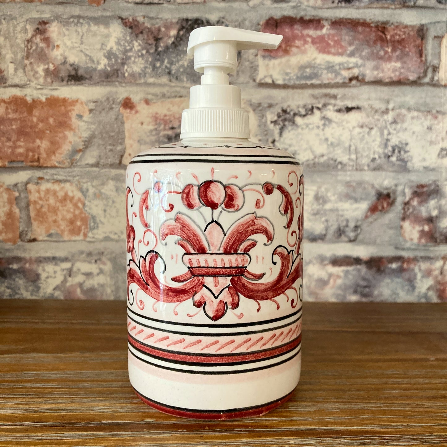 Red Ricco Deruta Majolica Italian Ceramic Soap Dispenser at Piccola The Italian Gift Co. 1