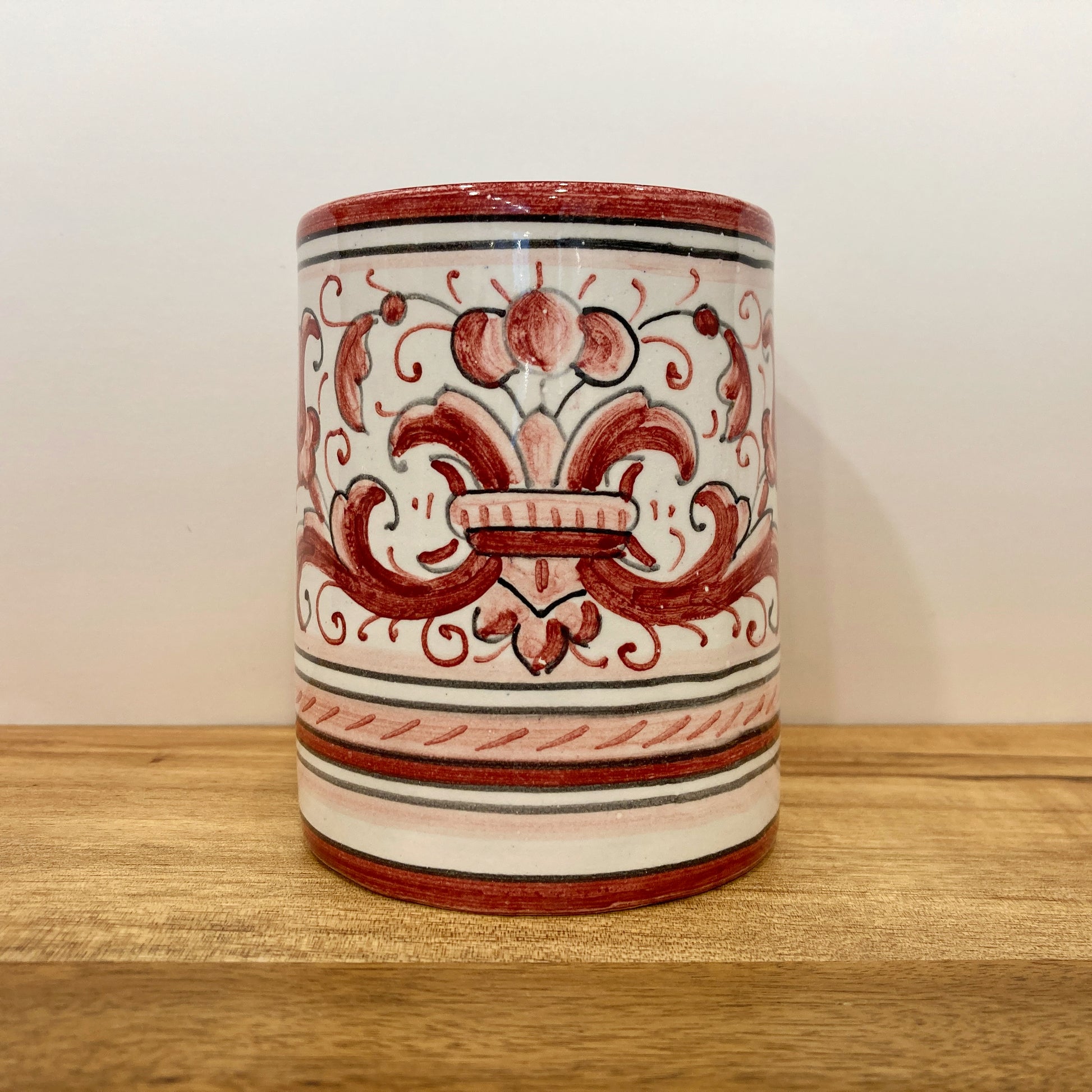 Red Ricco Deruta Majolica Italian Ceramic Toothbrush Holder at Piccola The Italian Gift Co.