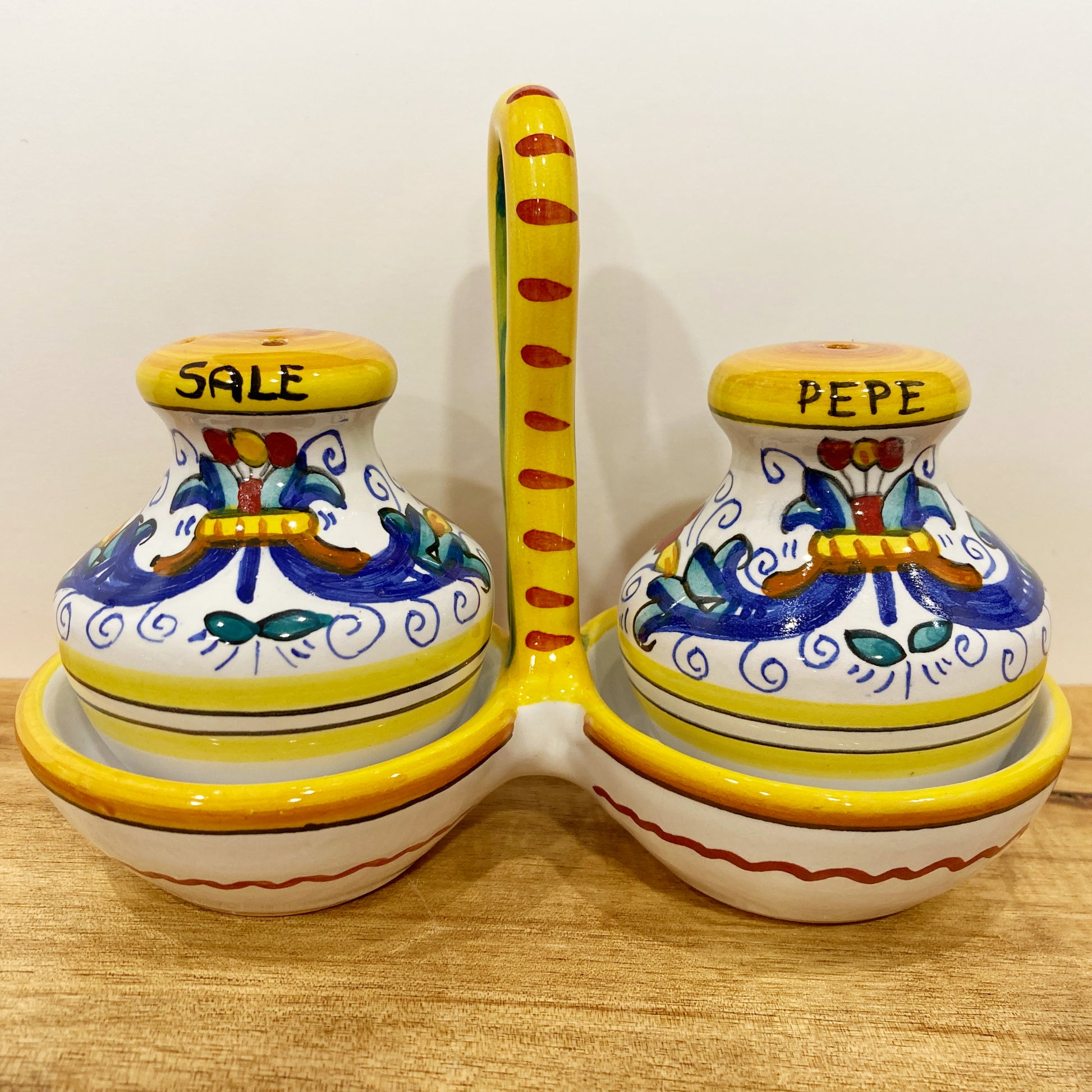 Ricco Deruta Majolica Italian Ceramic Salt and Pepper Shaker Set at Piccola The Italian Gift Co. 4