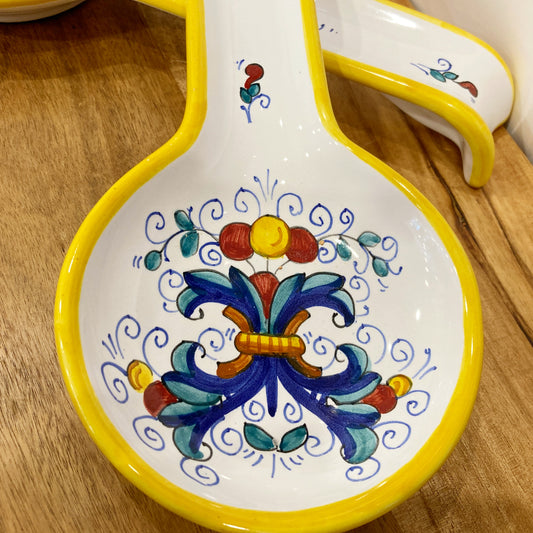 Piccola Italian Ceramic Pottery Majolica Ricco Deruta Spoon Rest Made in Italy 2