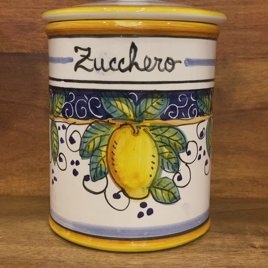 Piccola Lemons Italian Ceramic Pottery zucchero sugar jar canister Made in Deruta Italy6