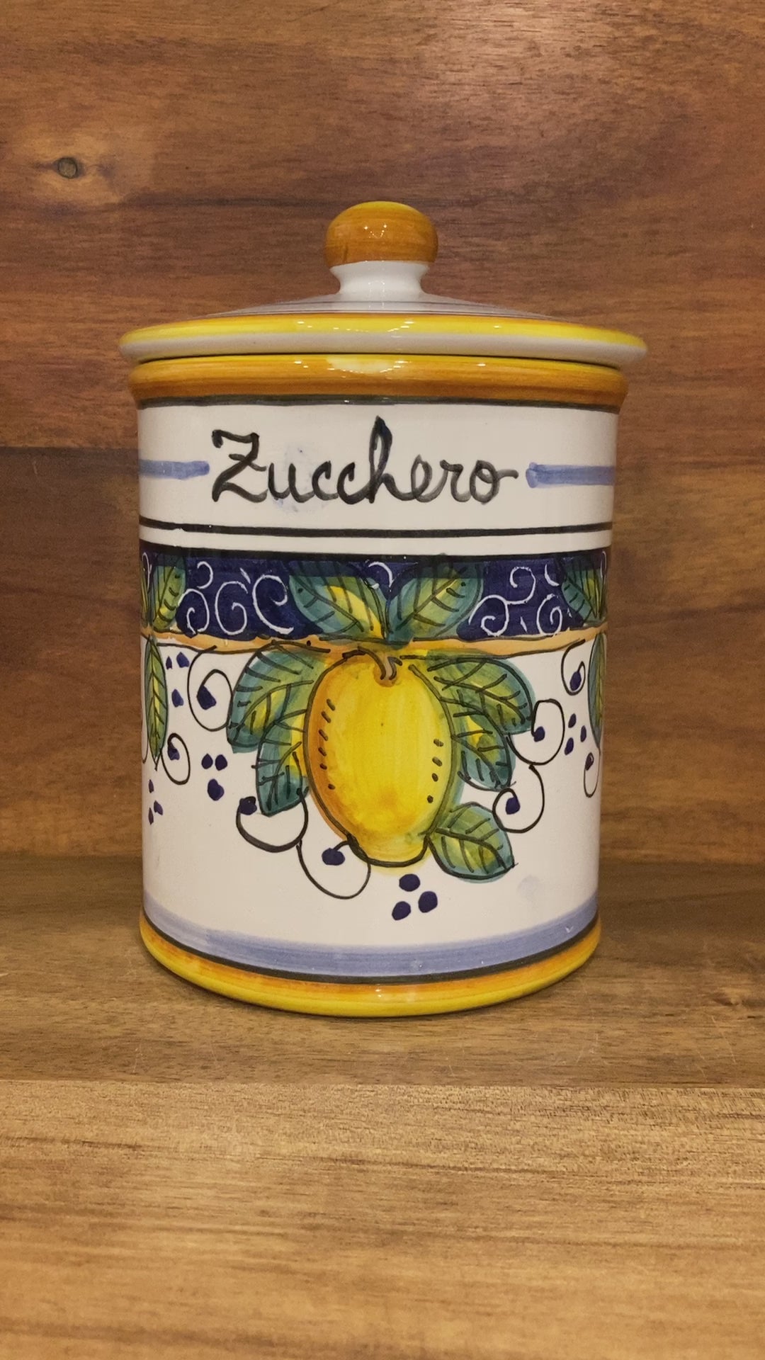 Piccola Lemons Italian Ceramic Pottery zucchero sugar jar canister Made in Deruta Italy6