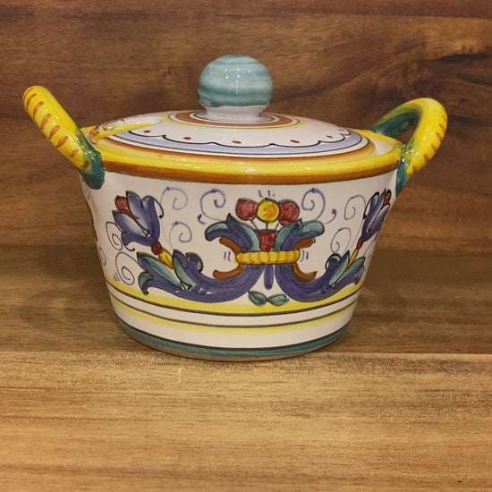Ricco Deruta Piccola Italian ceramic majolica cheese sugar bowl Made in Italy 7