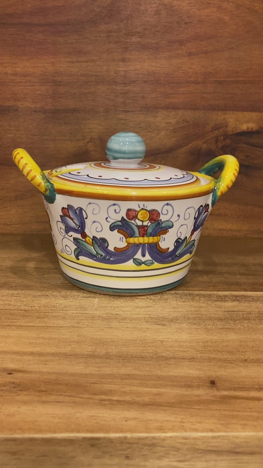 Ricco Deruta Piccola Italian ceramic majolica cheese sugar bowl Made in Italy 7