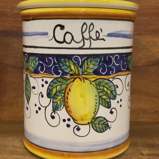 Piccola Amalfi Lemons Italian Ceramic Pottery caffe coffee jar canister Made in Deruta Italy2