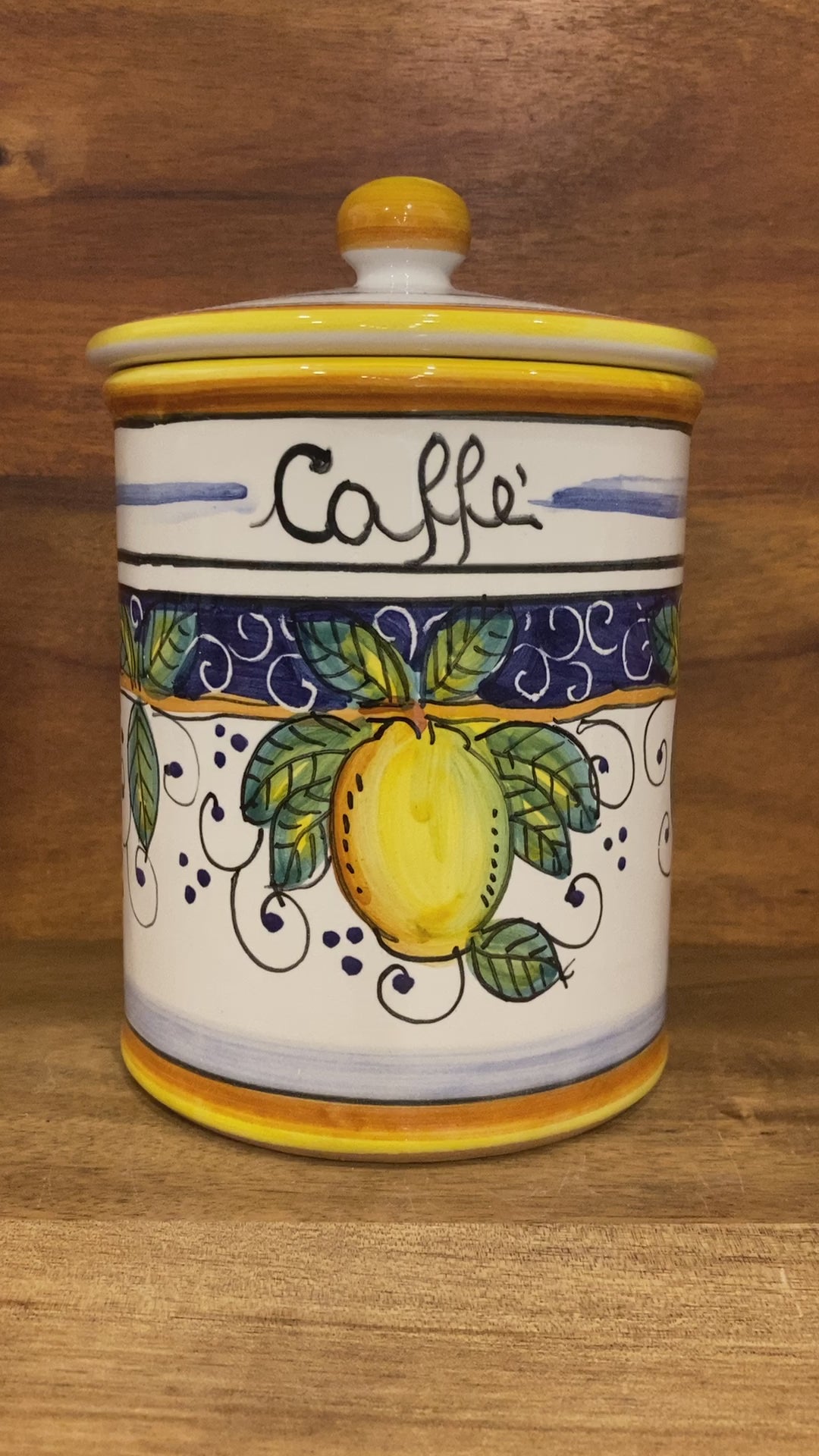 Piccola Amalfi Lemons Italian Ceramic Pottery caffe coffee jar canister Made in Deruta Italy2