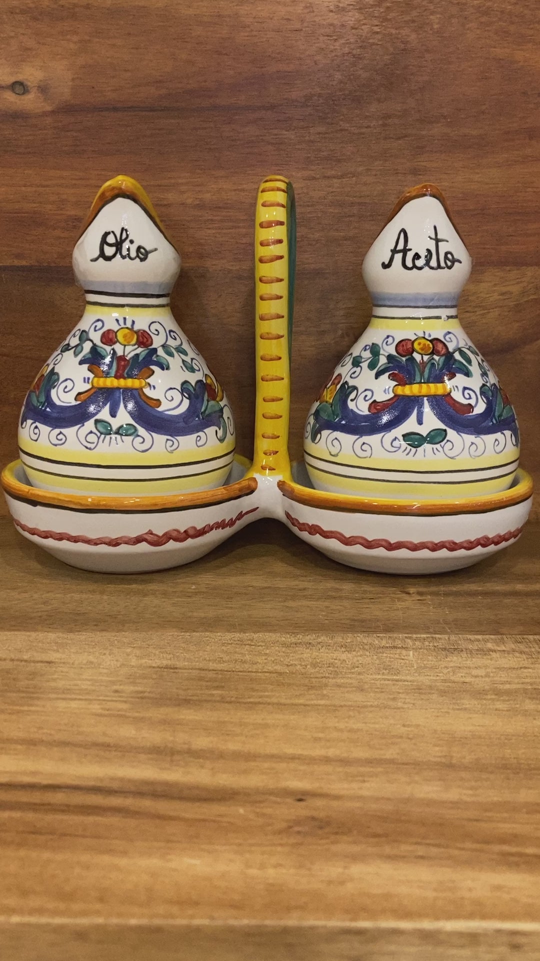 piccola Italian Gifts Majolica Italian Ceramic oil and Vinegar Cruet Set