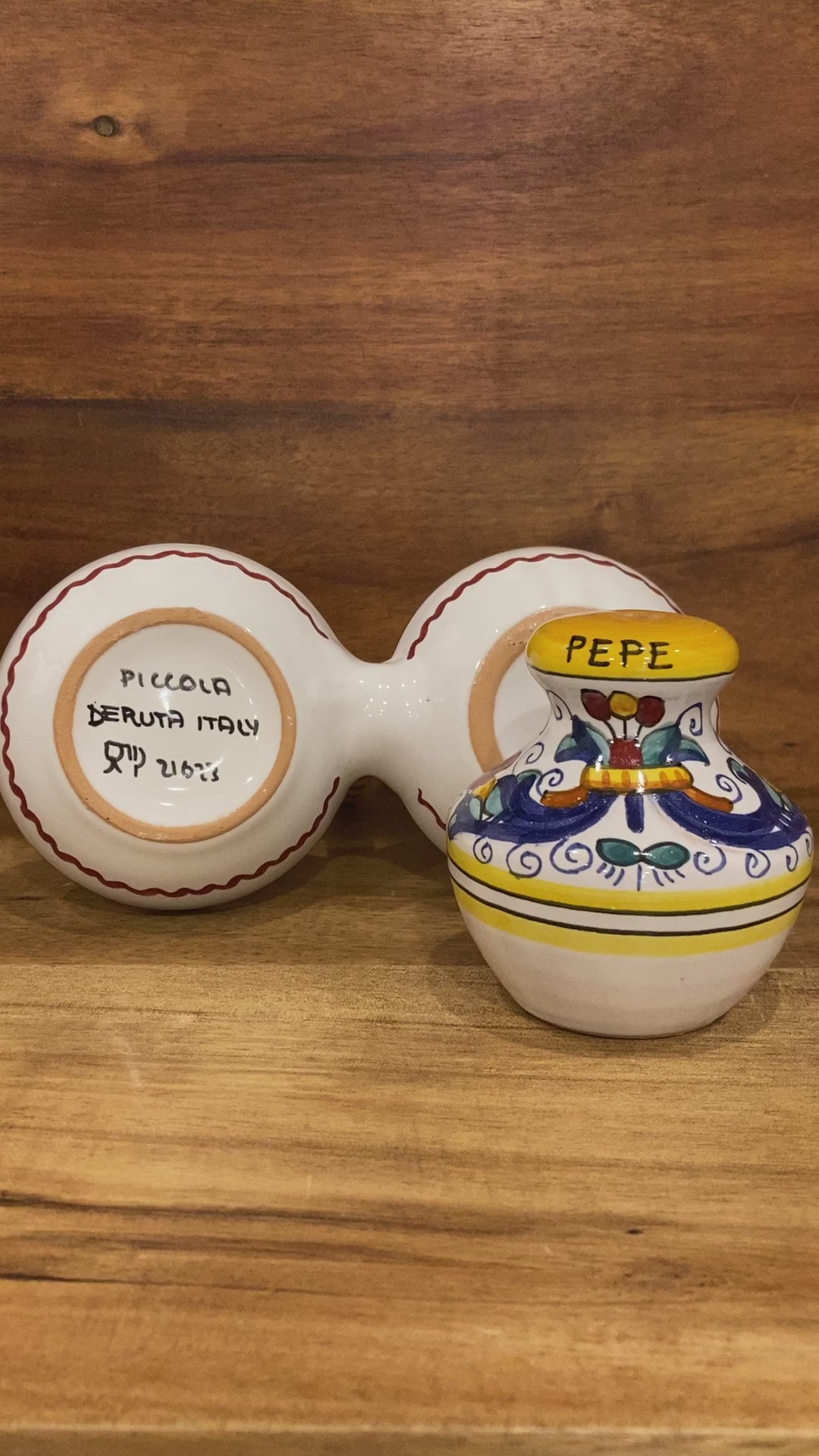 Ricco Deruta Majolica Italian Ceramic Salt and Pepper Shaker Set at Piccola The Italian Gift Co. 9
