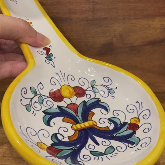 Piccola Italian Ceramic Pottery Majolica Ricco Deruta Spoon Rest Made in Italy 1