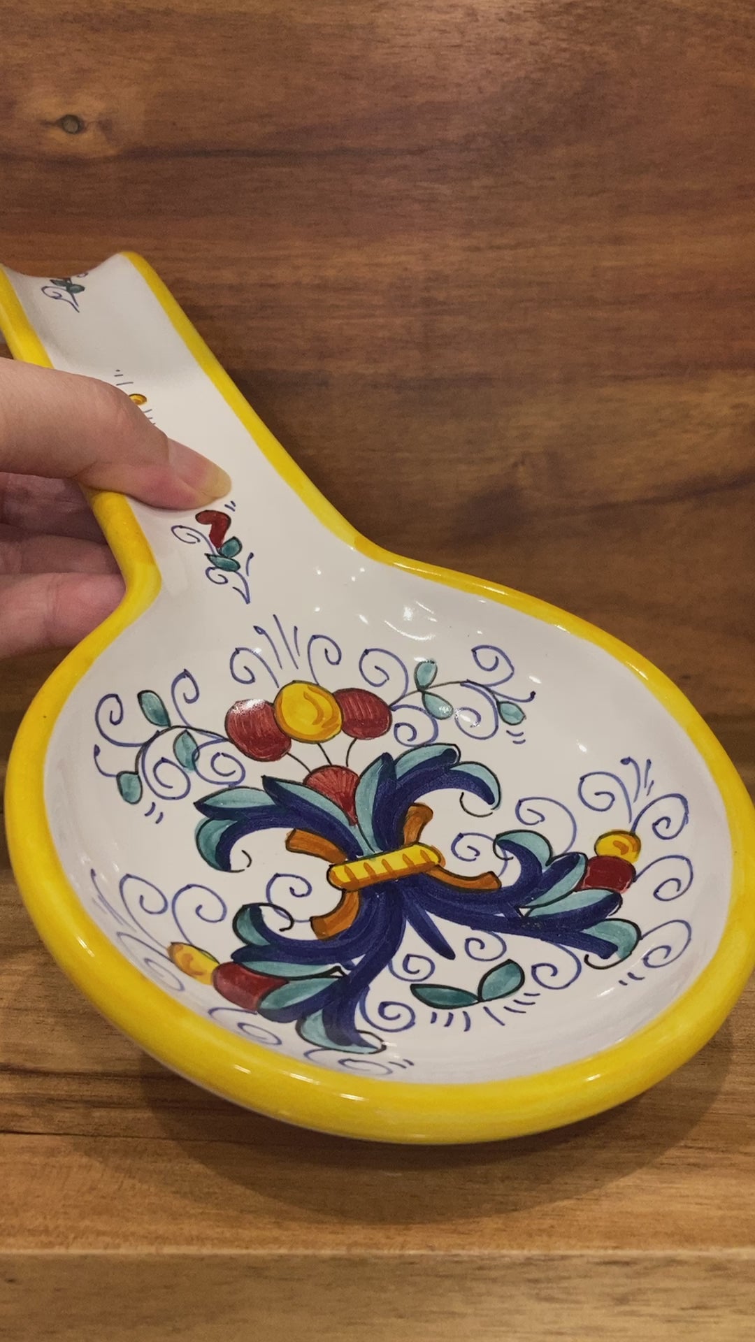 Piccola Italian Ceramic Pottery Majolica Ricco Deruta Spoon Rest Made in Italy 1