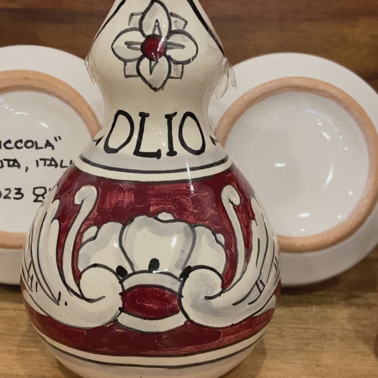 600 Red Background Majolica Piccola Italian Ceramic Oil and Vinegar Set 6
